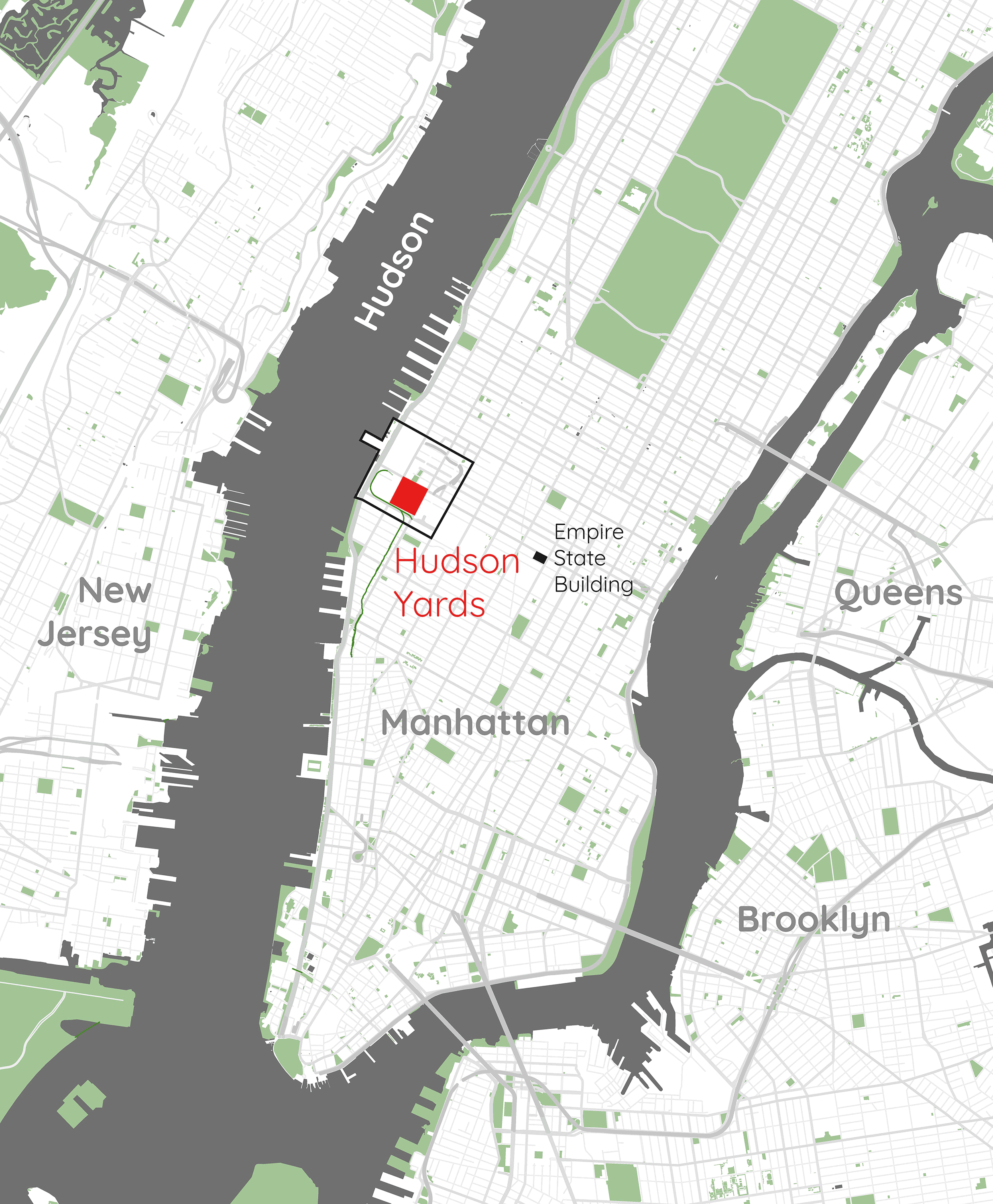 Abb. 3	Lage von Hudson Yards in New York (Quelle: Openstreetmap; Bearbeitung durch Autorin)