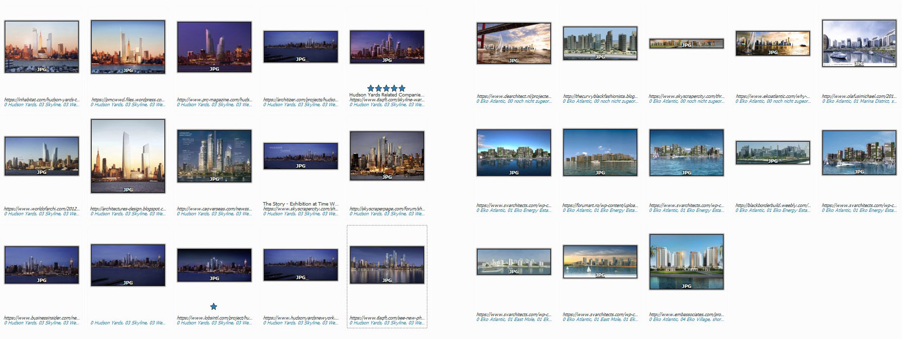 Abb. 7	Screenshots der Bilddatenbanken von Hudson Yards (links) und Eko Atlantic (rechts) (Quelle: Autorin)