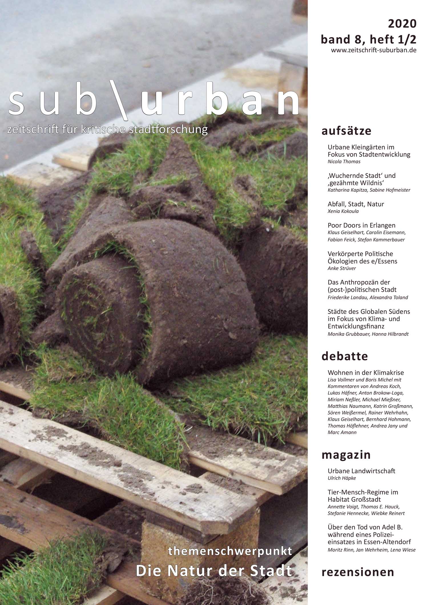 Heftcover Titelbild:  (Bd. 8 Nr. 1/2 (2020): Die Natur der Stadt. Urbane politische Ökologien)